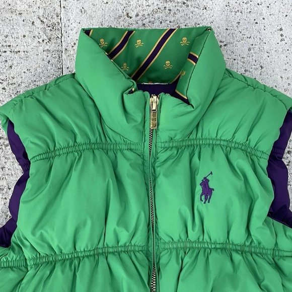 Ralph Lauren Girl Kid Vest Reversible Green/ Purple Sleeveless Jacket Sz L 12-14 - Picture 2 of 11